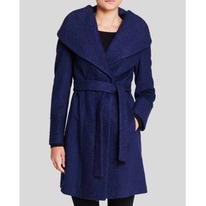 Calvin Klein Women's Blue Hooded Wool Coat, Size 4